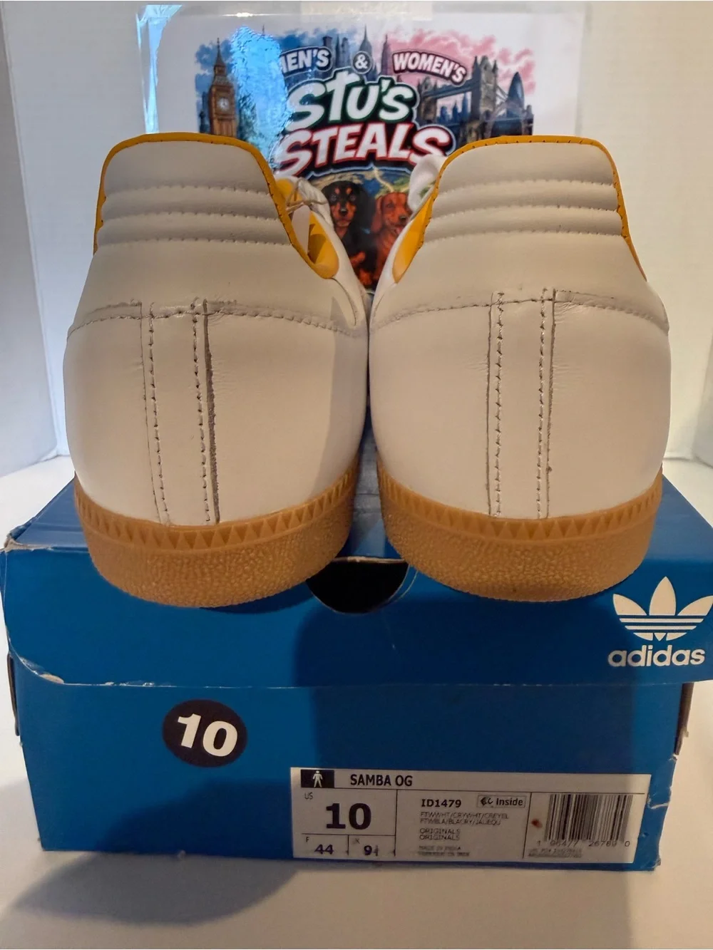 adidas Samba OG White with Yellow Trim and Gum Sole